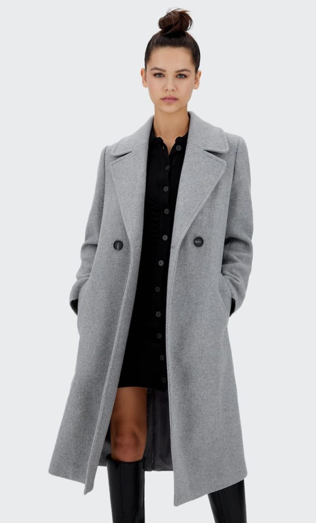 manteau en laine femme gris